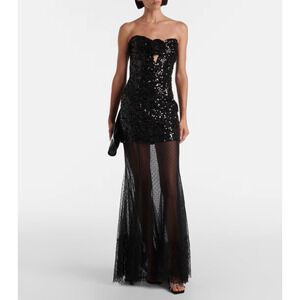Rebecca Vallance Diana sequined mesh-trimmed gown US 6